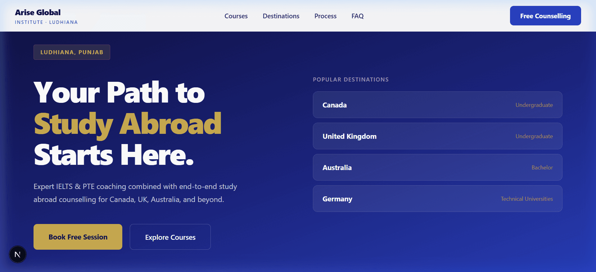 Indian student reviewing international university materials with world map and study context