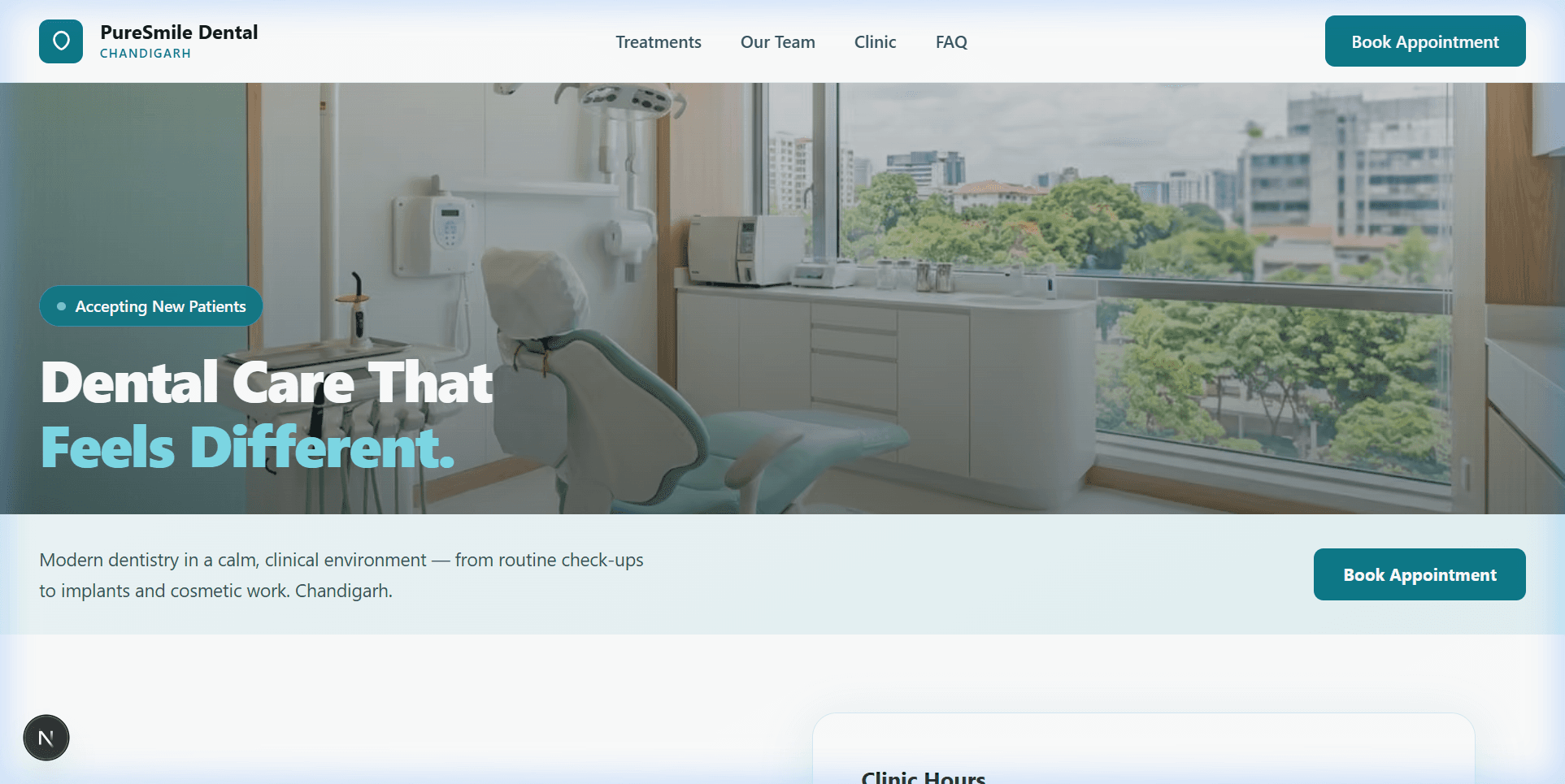 PureSmile Dental website desktop preview