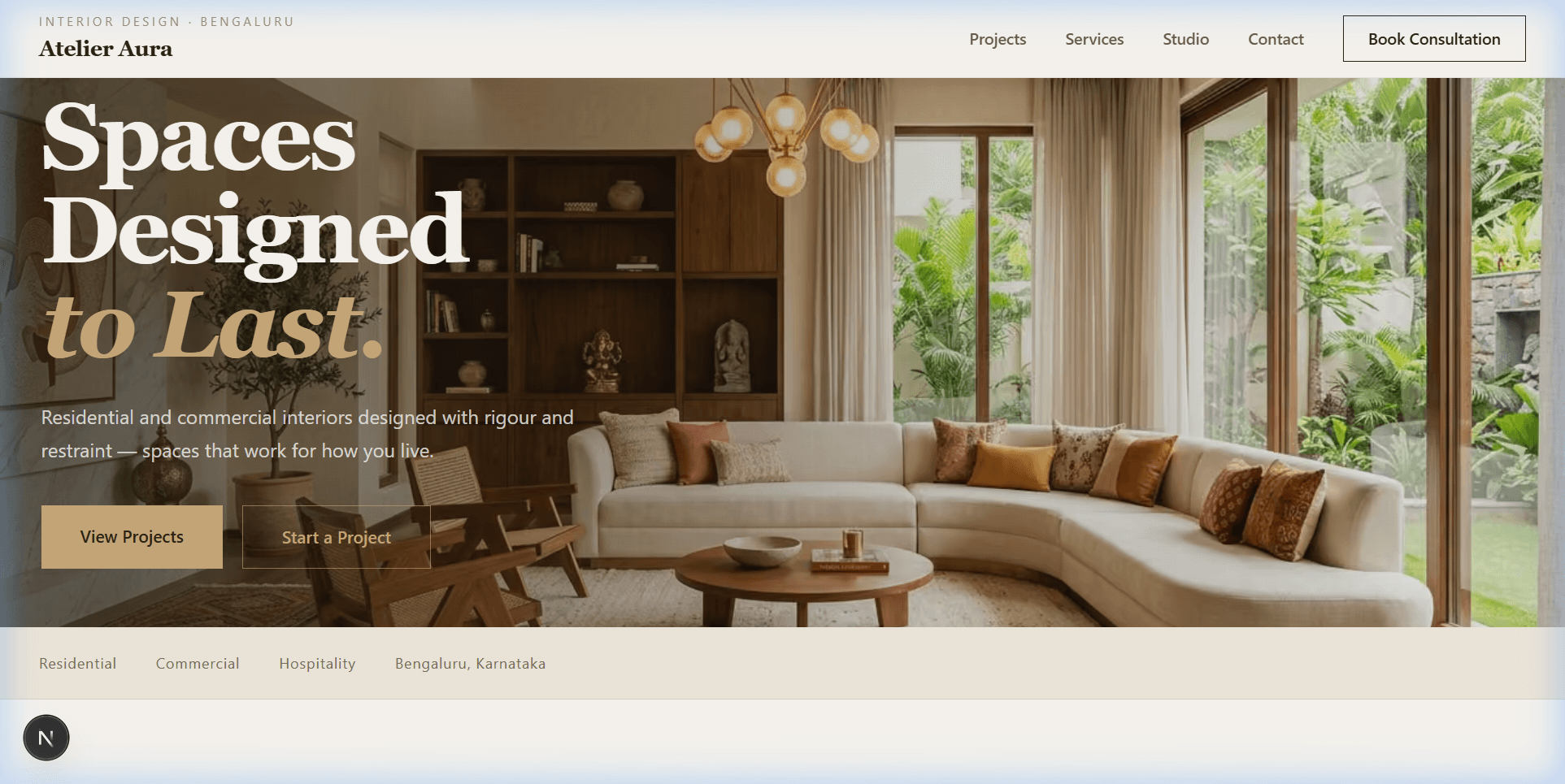 Atelier Aura website desktop preview