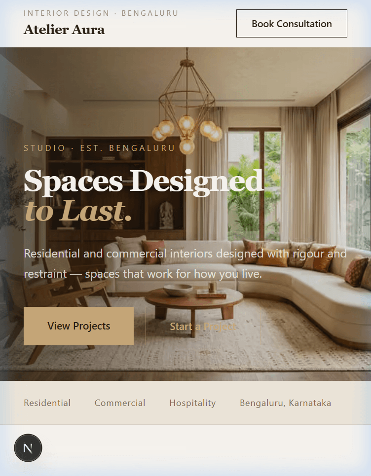 Atelier Aura website mobile preview