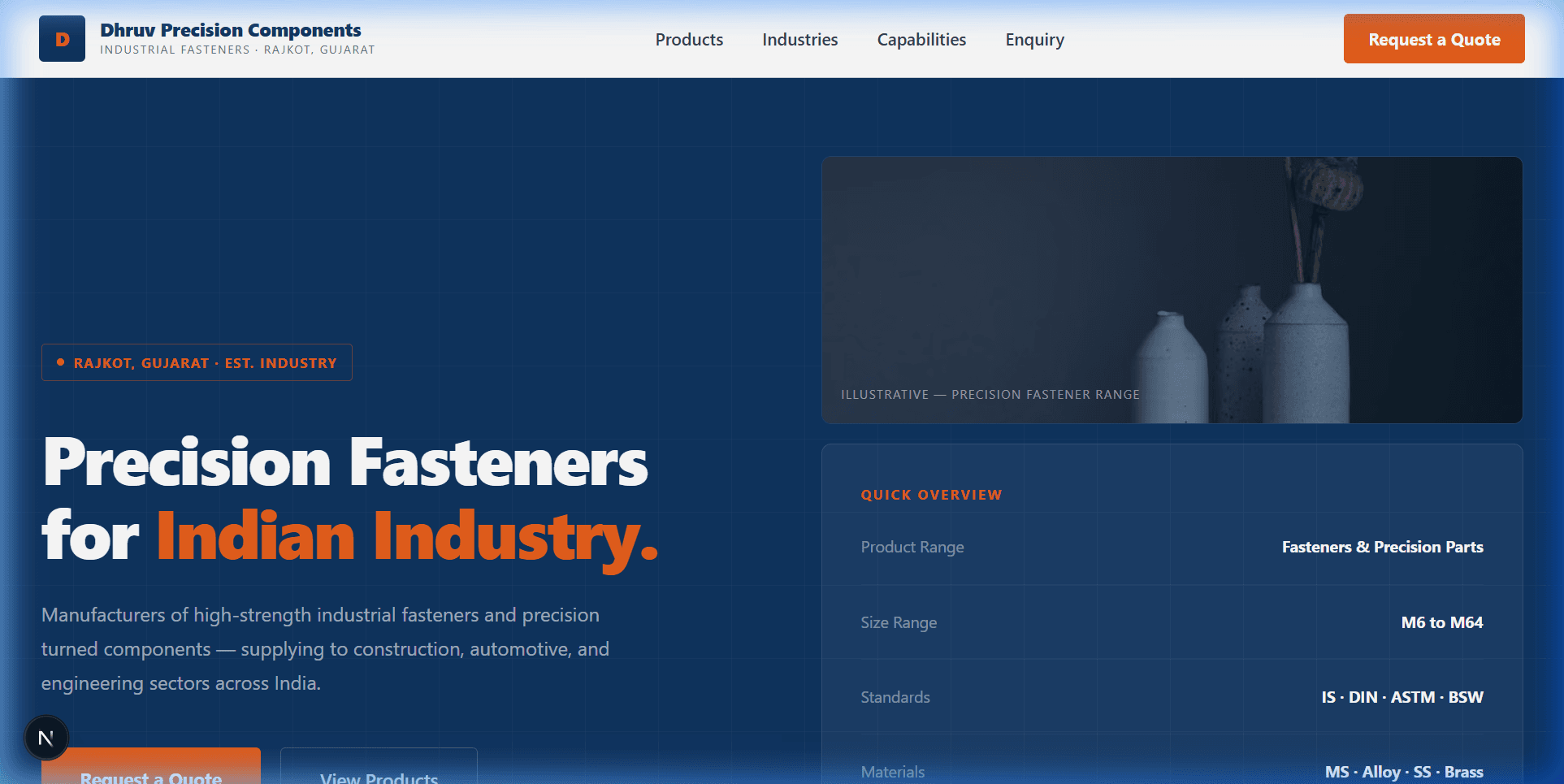 Dhruv Precision Components website preview