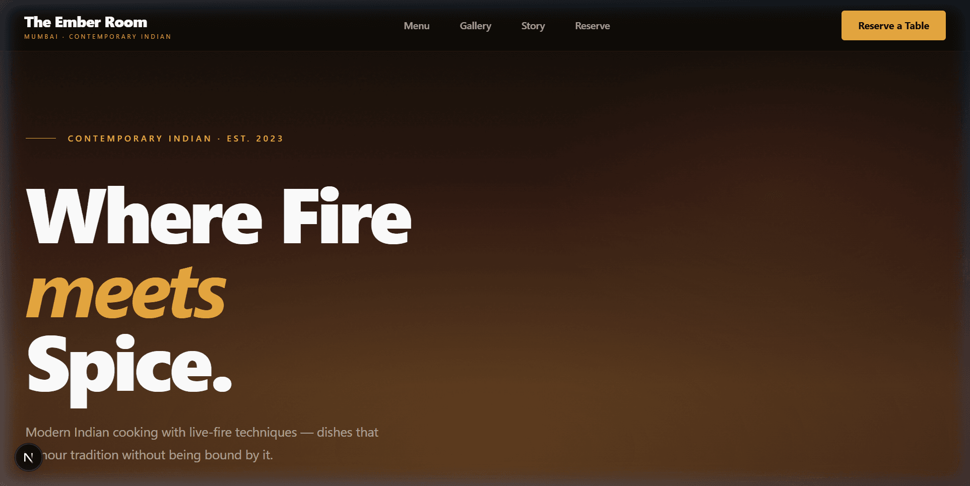 The Ember Room website preview